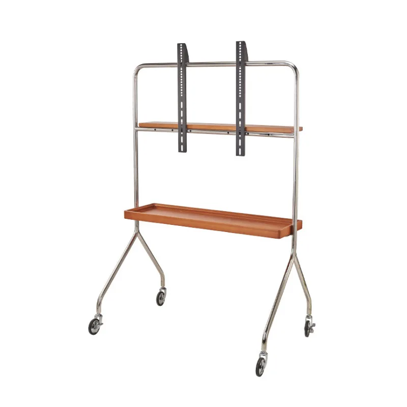 Medieval mobile TV bracket ins home floor display bracket cart with wheels metal hanger