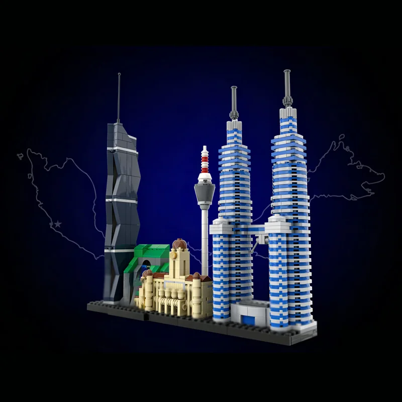 Cidade rua vista modelo moc tijolos de construção arquitetura urbana cena tecnologia modular presentes feriado montar crianças brinquedos terno