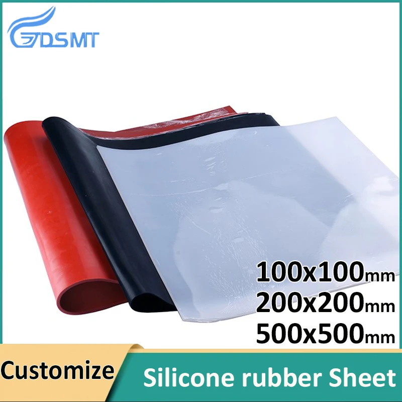 500*500mm Silicone rubber sheet Plate Mat High Temperature Resistance Rubber Flat Gasket Pad Red/Black/Clear