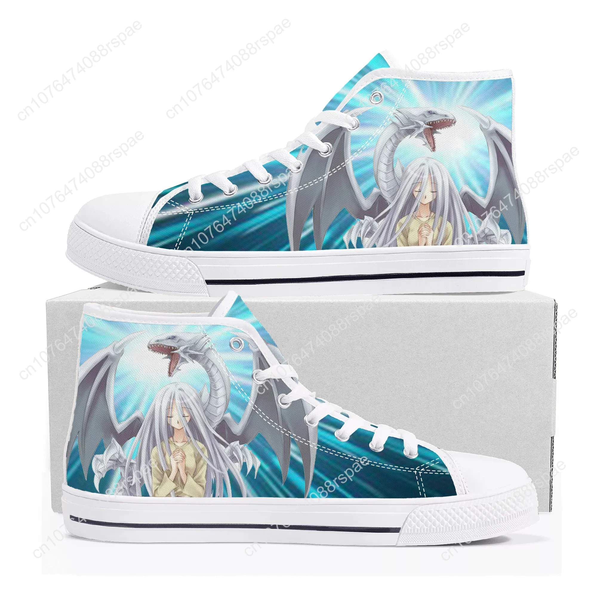 Blue Eyes White Dragon YuGiOh Seto Kaiba High Top Sneakers pour hommes et femmes, chaussures de couple décontractées pour adolescents, chaussures personnalisées, toile de rencontre