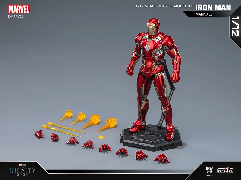 Fondjoy Anime Figure Iron Man MK46 Model Kit 1/12 Infinity Saga Ironman Mark 45 Mark 46 Assembly ABS Joint Movable Kids Toy Gift