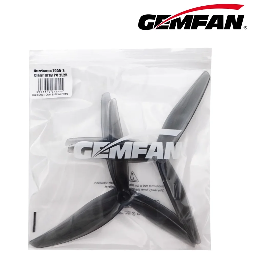 2Pairs Gemfan Hurricane 7050 7X5.0 3-Blade PC Propeller for FPV 6inch Freestyle Long Range Drones DIY Parts 2806.5 2808 Motor
