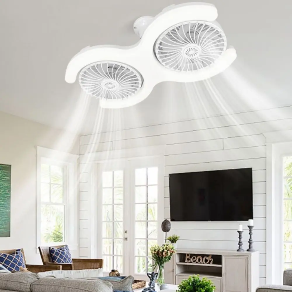 E27 Socket Fan Light Ultra-Powerful Soft Illumination LED Pendant Fan Light Even Illumination Quiet Electric Fan Light Bedroom