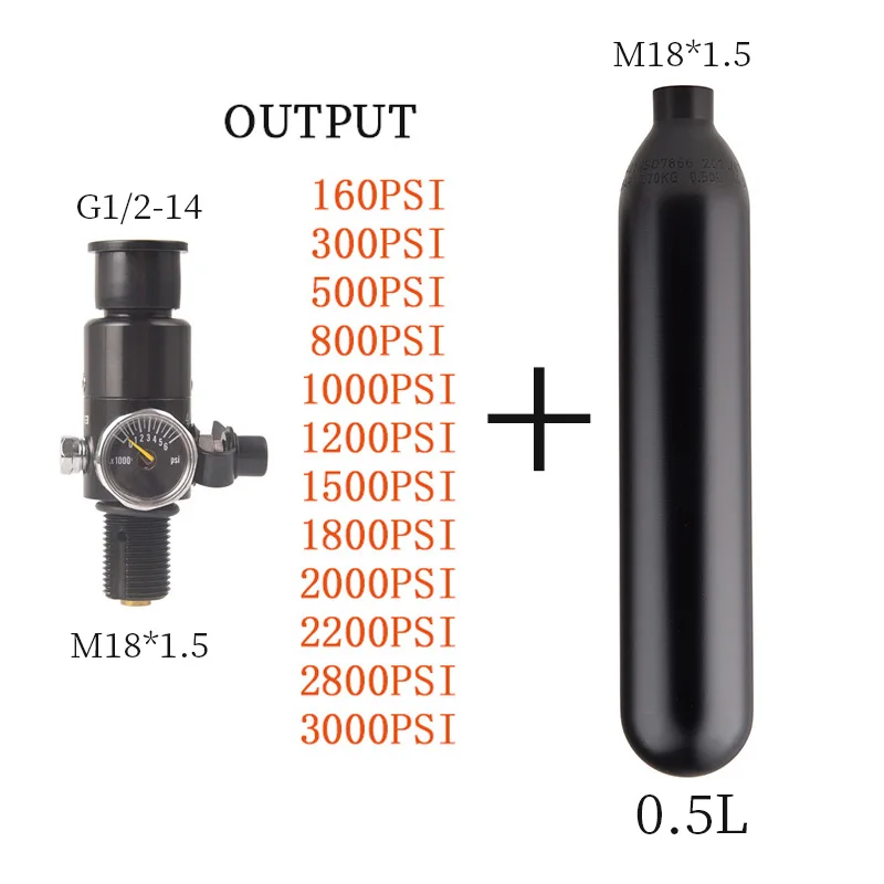 cilindro de gas hpa para aquario e mergulho paintball adaptador valvula reguladora sodastream tanque de ar 05l 200bar 3000psi 160 a 3000psi 01