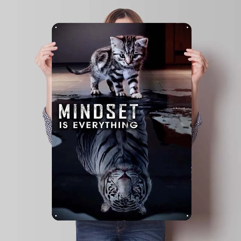 Mindset Is Everything Tin Sign Motivational Poster Accessories for Home Decor Items Metal Sign for Wall Art Decoration Retro Bar