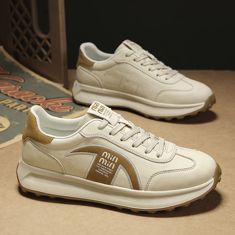 

Мужские белые массивные кроссовки осень 2024, дышащий минималистичный дизайн, приятный для студентов и популярный в Instagram