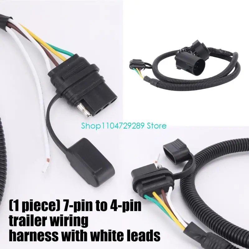 D8KE 7-Pin to 4-Pin Trailer Wiring Adapter Harness for Trucks Pickups with Color-Coded Leads for Brake, Turn, and Tail Light