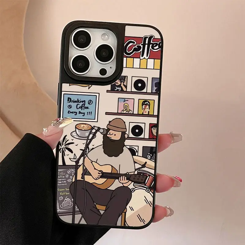 憂鬱な音楽おじさん電話ケース iphone 16 15 14 13 12 11 Pro X XR XS 最大 7 8 プラス 12 13 ミニガール Y2K 電話ケース