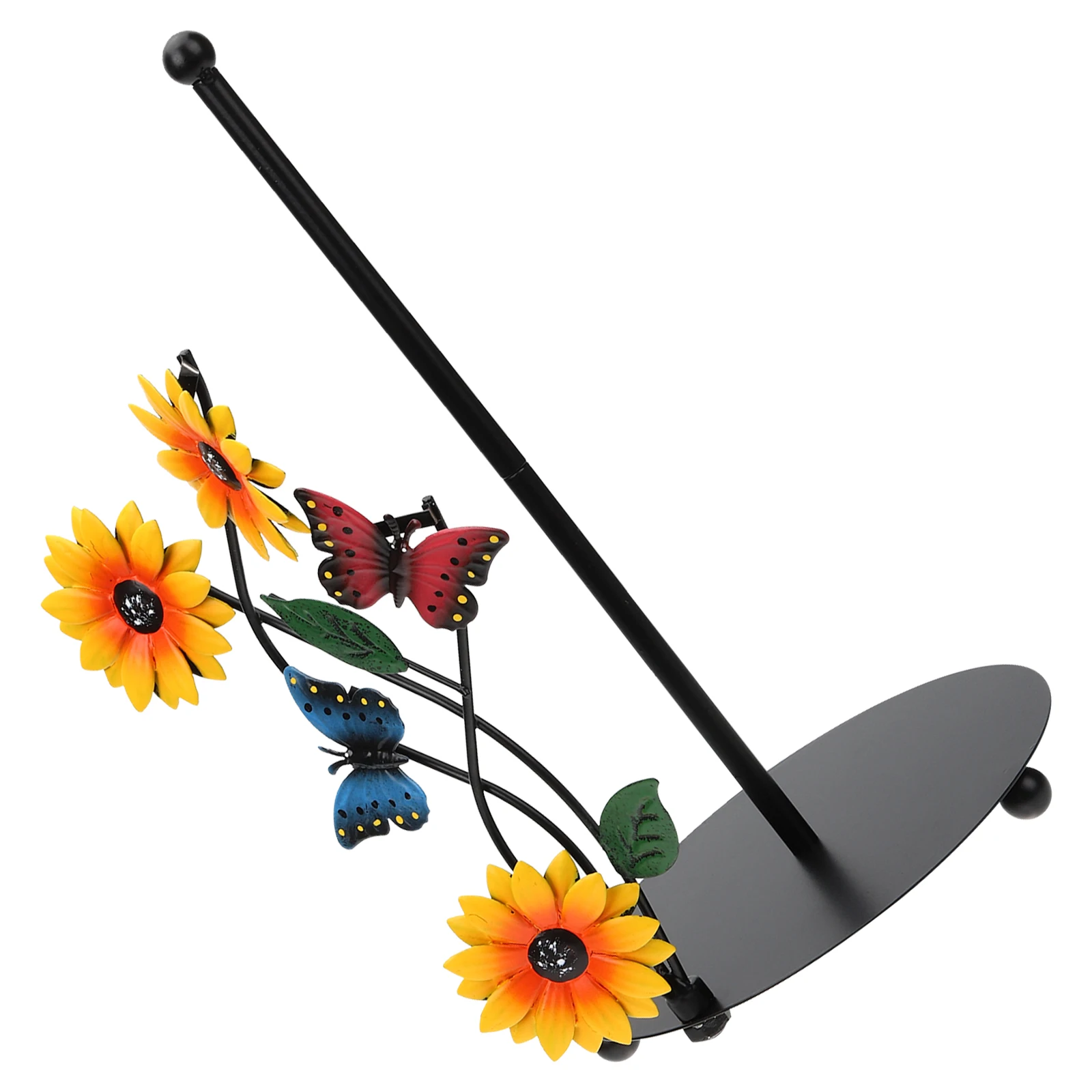 

Iron Paper Towel Holder Heavy Duty Metal Dispenser Vertical Kitchen Stand Decorative Sunflower Tissue Roll Rack Storage