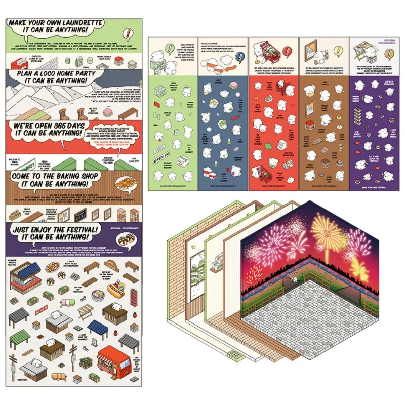 1 Set 3D Sticker DIY Three-dimensional Cabin Scene Stacking and Pasting Hand Account Cute