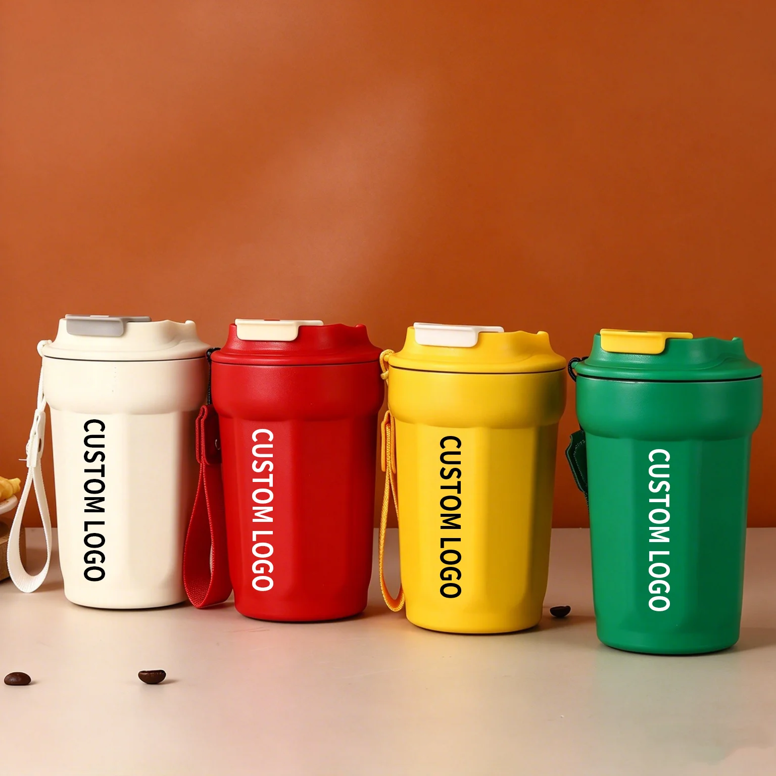 Custom Logo Portable Stainless Steel Coffee Tumbler | Vacuum Insulated Travel Water Cup Corporate Promo Gift