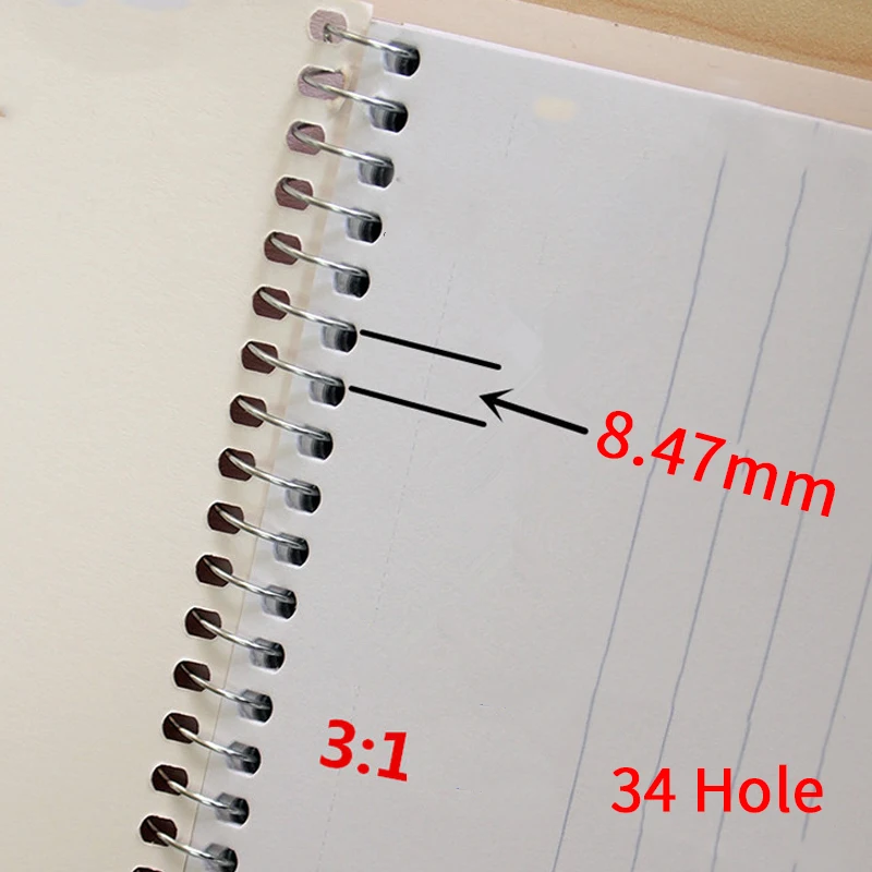 20pcs/Lot Metal 10-25mm 34 Hole Loose-leaf Notebook Binding Clip Single Spiral Coil 3:1 Wire Binder Punch Ring Office Supply