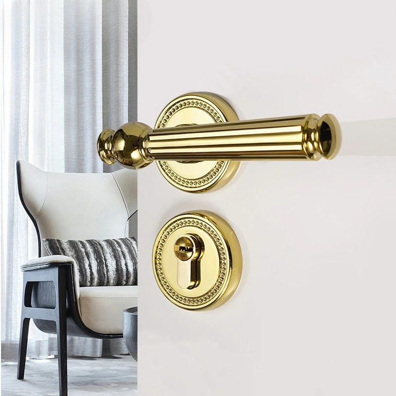 Zinc alloy French gold door lock indoor wooden door split lock bedroom door lock