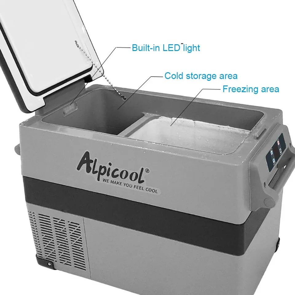 Alpicool 35/45/55L Car Refrigerator 12/24V Compressor Portable Freezer Fridge 110/220V Separately Frozen Refrigerated Storage