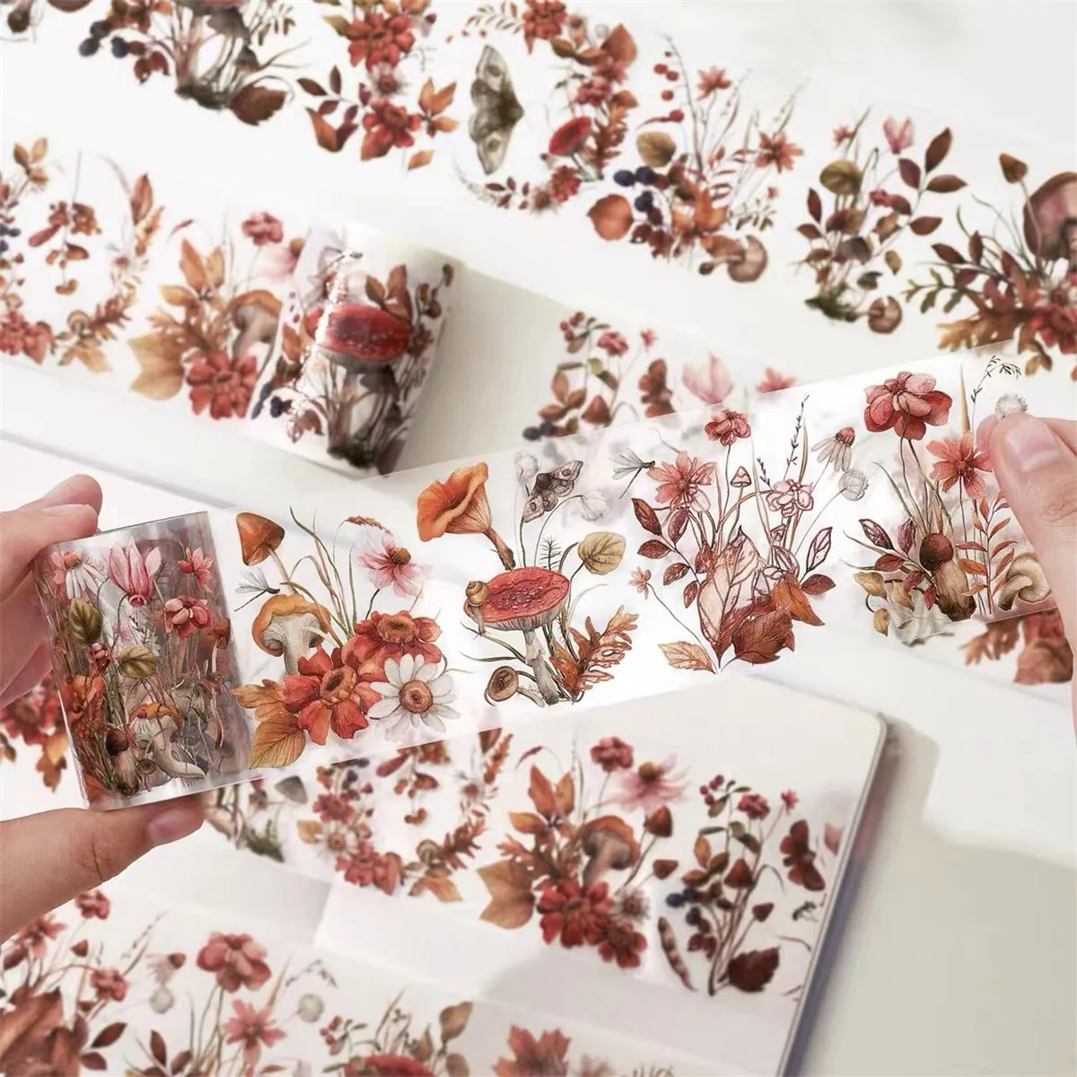 Vintage Autumn Mountains Plains Floral Washi PET Tape for Planner Card Making DIY Scrapbooking Plan Decorative Sticker