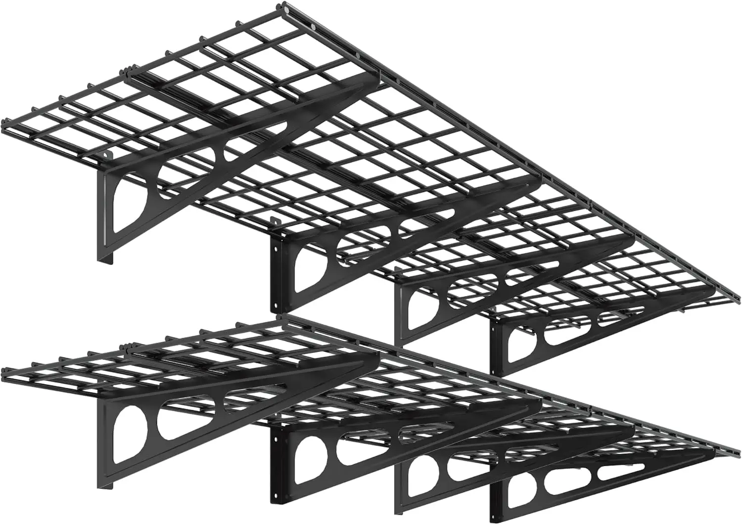 

Heavy Duty Wall Mounted Garage Shelves, 2-Pack 24x72 Inch Storage Rack with 1400lbs Capacity, Black