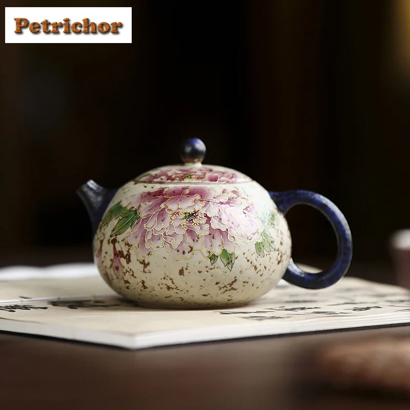 

170ml Gold Silk Peony Xishi Teapot Japanese Tea Infuser Pot Tea Maker Kettle With Filter Chinese Tea Tableware Ornaments Craft