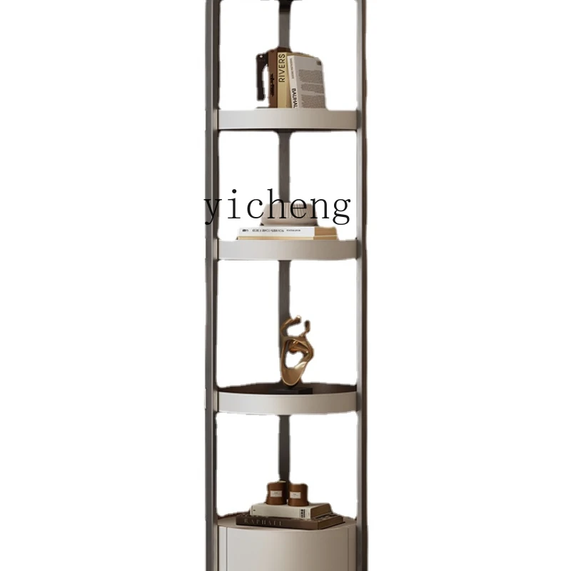 Xl Light Luxury Corner Cabinet Stainless Steel Leather Angle Frame High-End Atmosphere Ornament Rack Antique Shelf