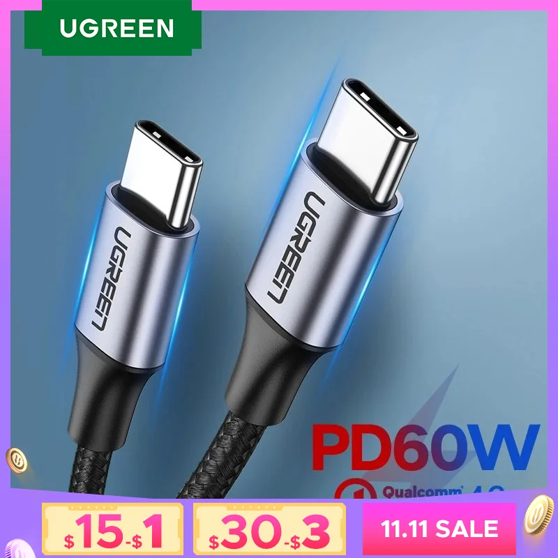 Cavo UGREEN da USB tipo C a USB C per Samsung S10 S9Plus PD 60W ricarica rapida cavo USB C 4.0 a ricarica rapida per cavo Macbook Pro PD