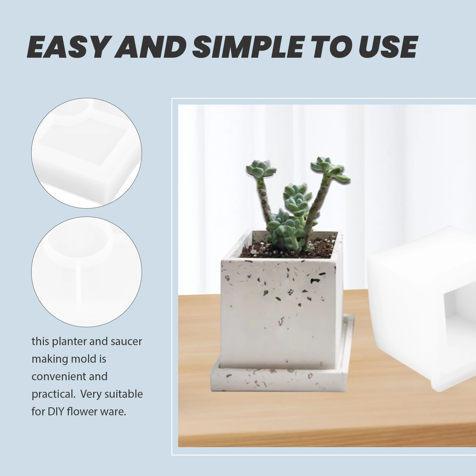 

1Set Wear Resistant Silicone Molds for Plant Pots Desktop Decor DIY Projects Concrete Molds Silicone Planter Mold