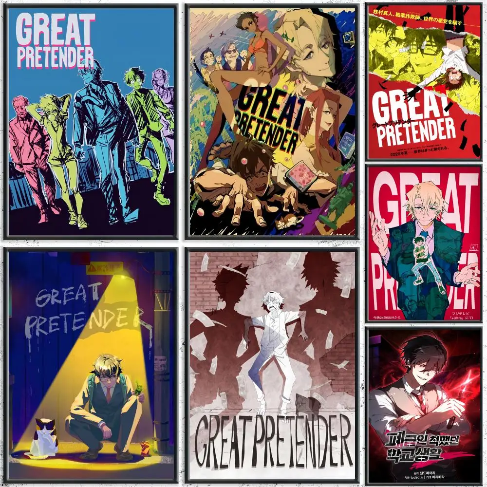 Anime Great Pretender Poster HD Arte de parede autoadesiva à prova d'água – Uso em várias cenas, escolha de presente superior
