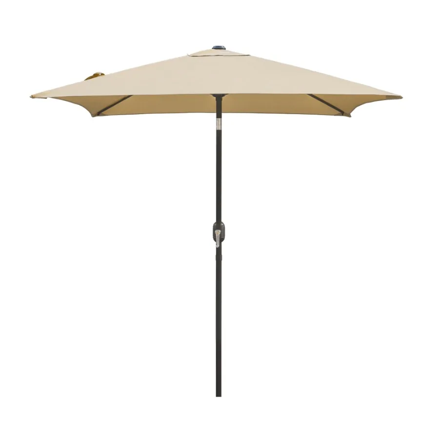 

6.5FT Square Outdoor Patio Umbrella with Push Button Tilt and Crank Handle, Market Umbrella for Garden Deck Backyard Pool, Tan