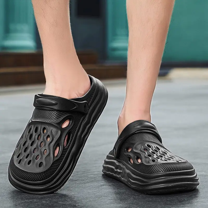 

Мужские модные летние сандалии-слипоны с закрытым носком для пляжа, двойного назначения, с нескользящей мягкой подошвой, защитой от запаха и комфортной амортизацией