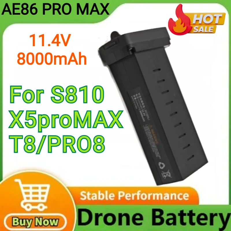

AE86 PRO MAX 8K Drone Battery 11.4V 8000mAh for S810/X5proMAX/T8/PRO8 Carbon Fiber Battery Spare Parts Accessory Battery