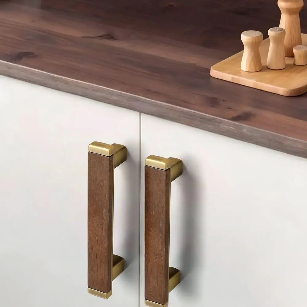 High Quality Walnut Wood Drawer Handle Modern Furniture Knob Cabinet Pull Wardrobe Door Hardware Vintage Decor