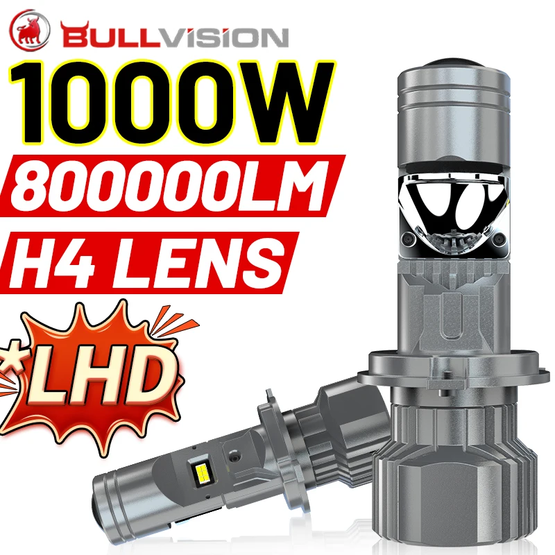 

1000 Вт H4 Двойная светодиодная проекционная линза 8000000 LM Автомобильная фара Лампочка ближнего и дальнего света 7535 CSP Canbus Грузовой автомобиль Двигатель 12V 24V
