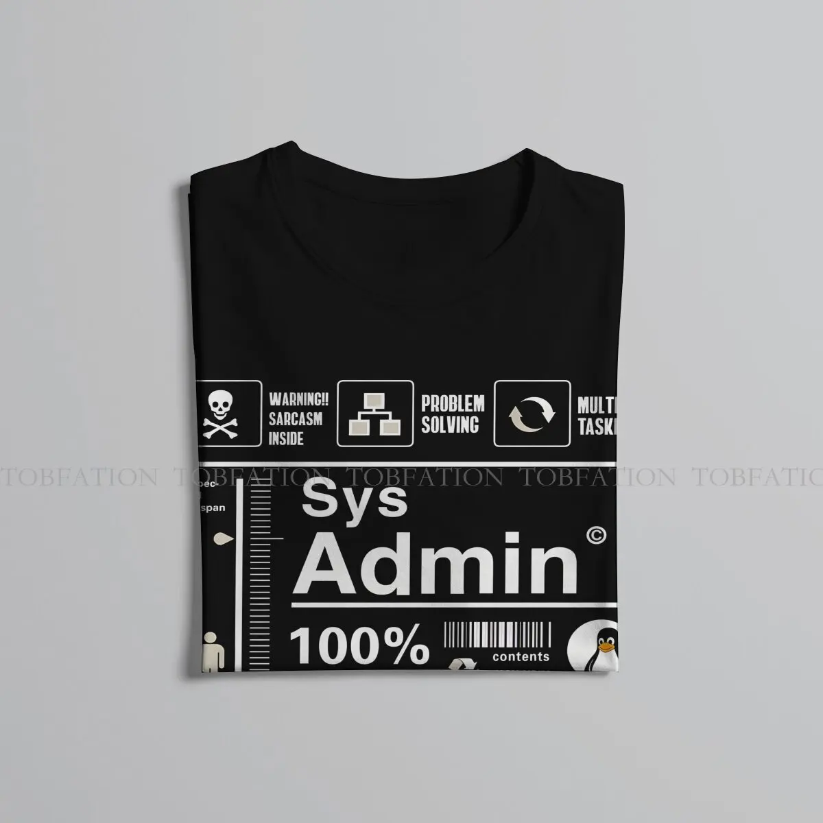 Linux Kit Infographic Sys Admin Penguin Hipster TShirts Computer Cpu Core Men Pure Cotton Streetwear T Shirt Round Neck Big Size