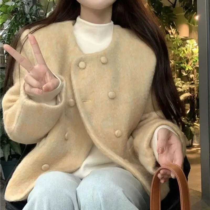 

Korean Style Woolen Coat for Women In Spring and Autumn Sweet Style Temperament Commuting and Office Workers Short Jacket Coat