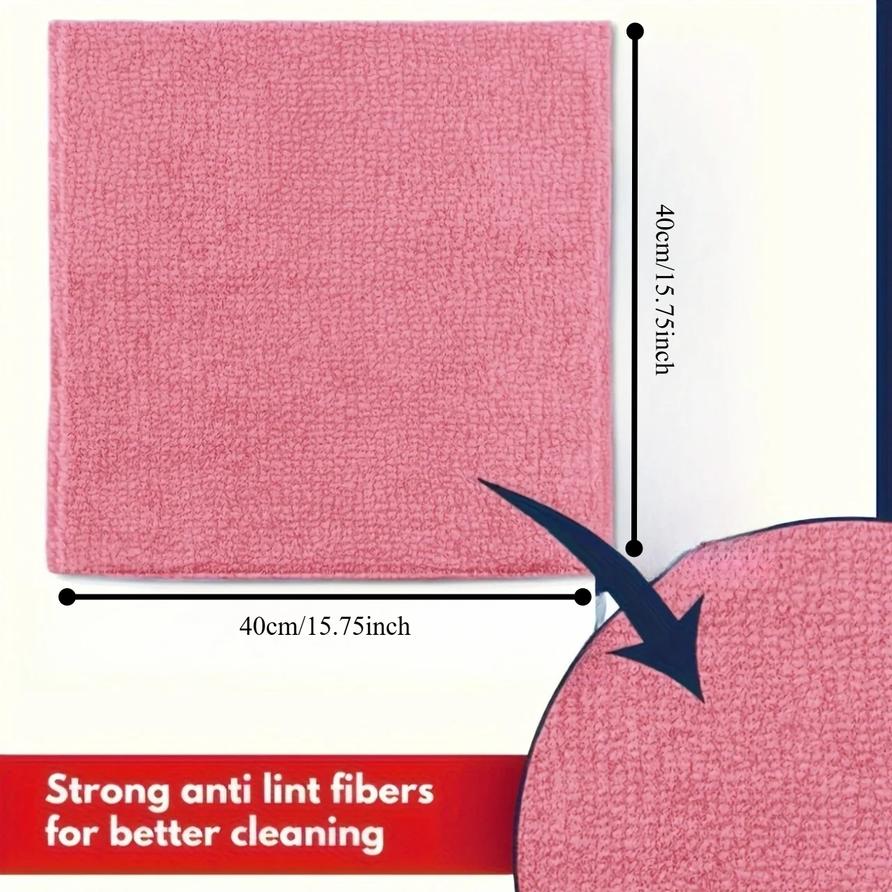 40x40cm 16inX16in Microfiber Cleaning Cloth Towels, Absorbent Lint-Free Reusable Household Kitchen Car Cleaning Rags