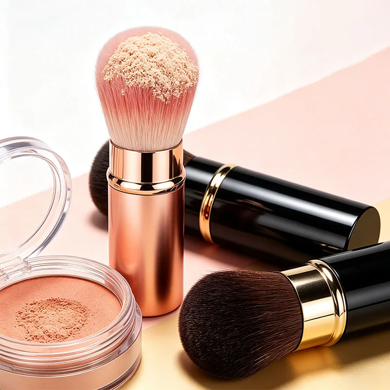 5/10Pcs Mini Retractable Powder Blush Brushes With Aluminum Handle Makeup Powder Multi-function Portable Cosmetic Beauty Tools