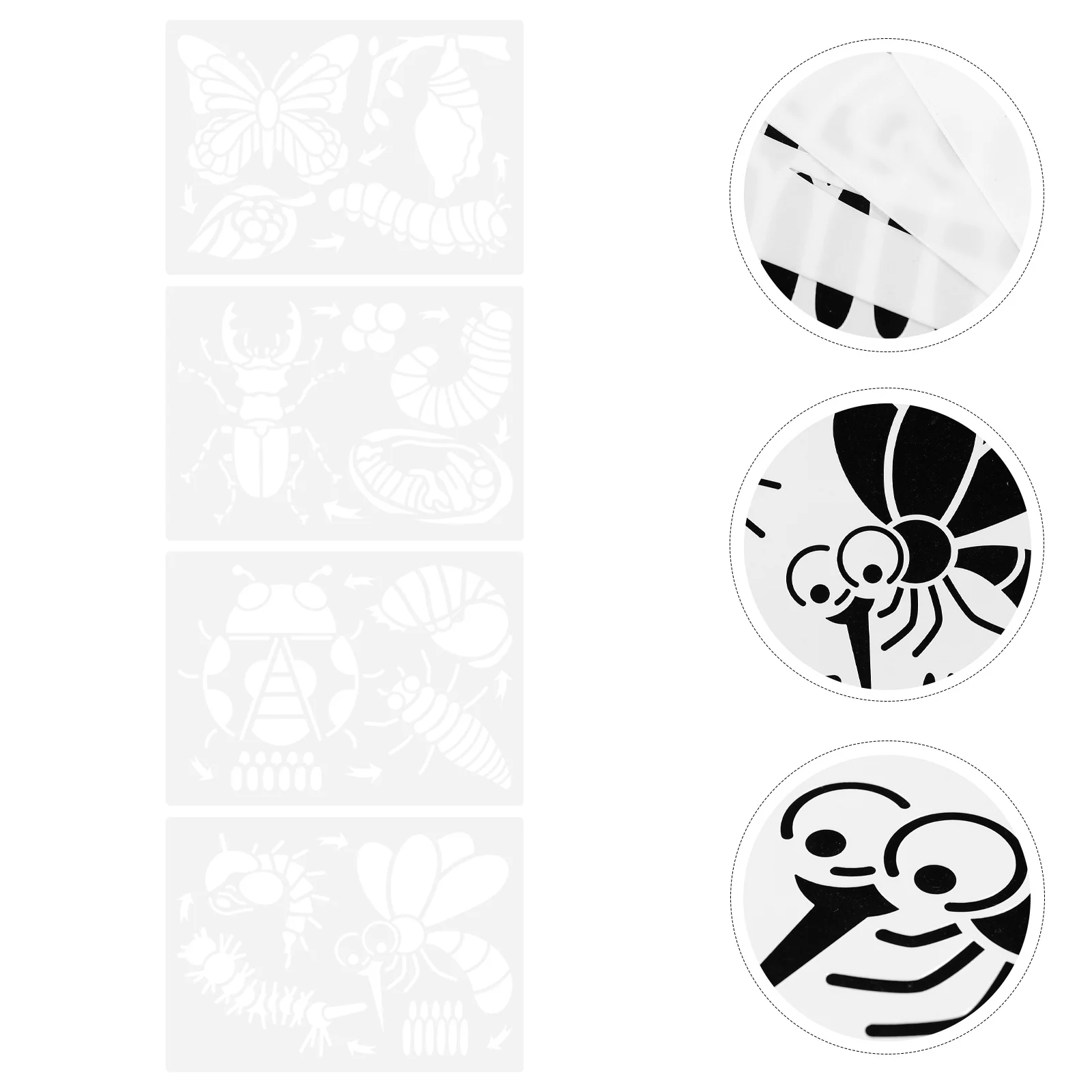 

Insect Growth Cycle Stencil Set Pet Plastic Kids Painting Drawing Template Art Craft Educational Activity Tool