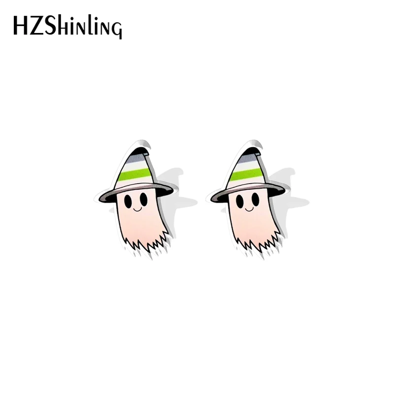 2023 Cartoon lgbtq Pride Flag Rainbow Ghost Acrylic Resin Stud Earrings Epoxy Handmade Jewelry Gifts Friends