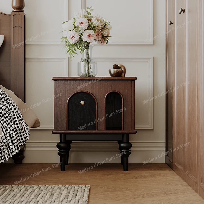 

Brown Designer Look Nightstands Tall Storage Unique Bedroom Bedside Table Modern Narrow Lounges Mesitas De Noche Room Furniture