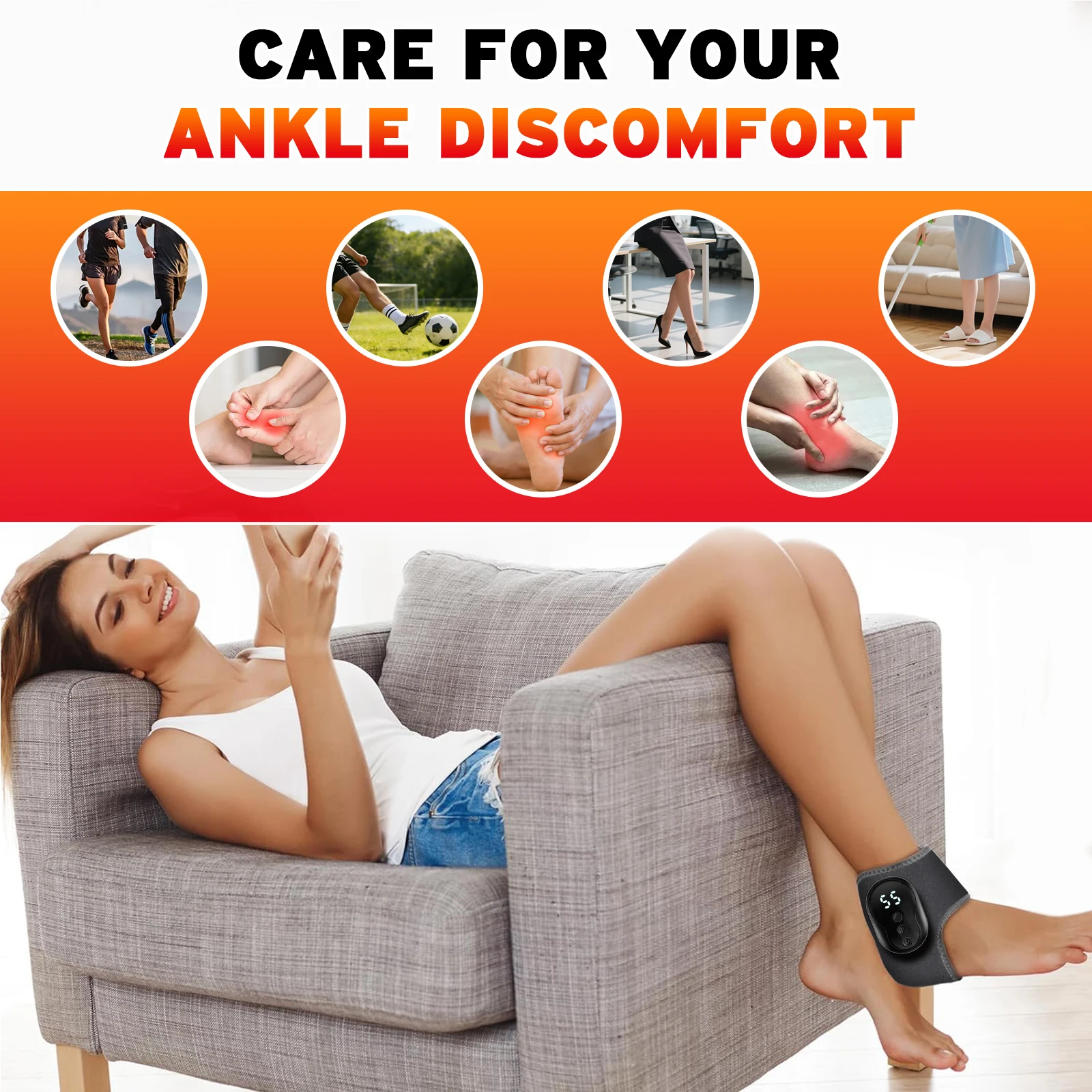 Wrist Ankle Massager Vibration Wrap Band Cordless Joint Wrist Support Belt for Both Hand Foot Fatigue  Muscle Relaxation Pad