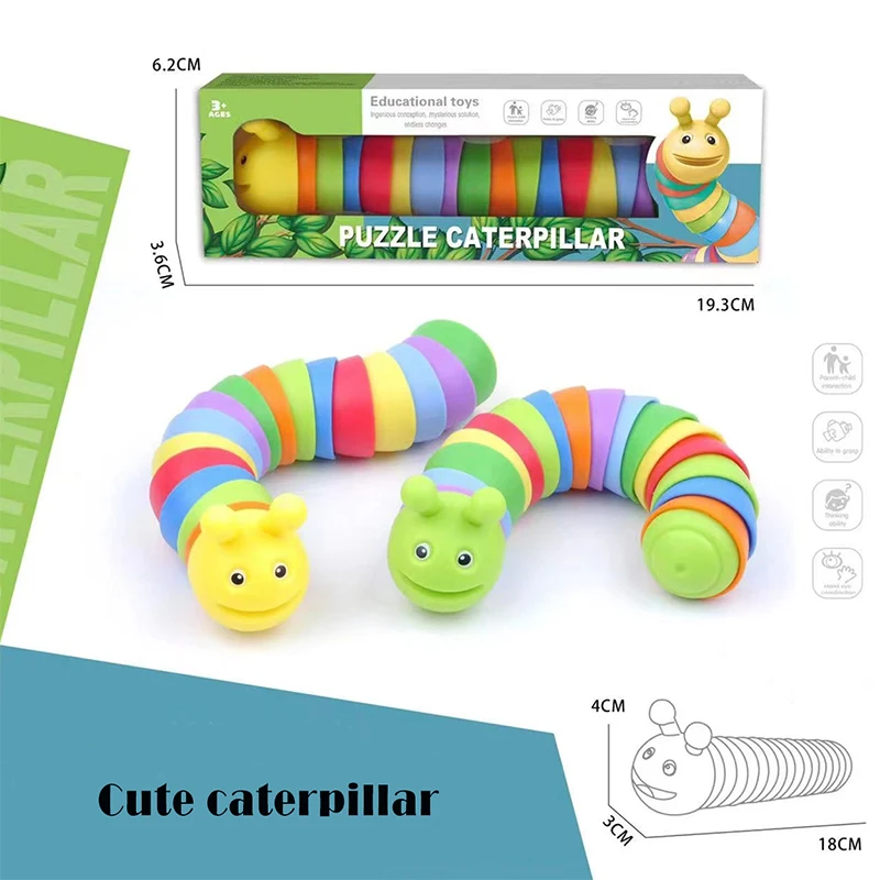 Caterpillar Model Fidget Toys Slug Simulation Decompression Anti-stress Fashion Relieve Children Sensory Educational Toy For Kid