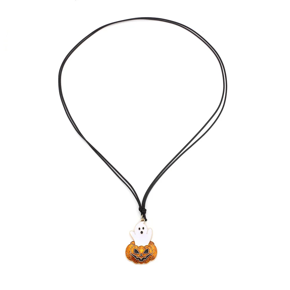 Simple Design Retro Ghost Pumpkin Pendant Necklace Halloween Horror Series Necklace Female