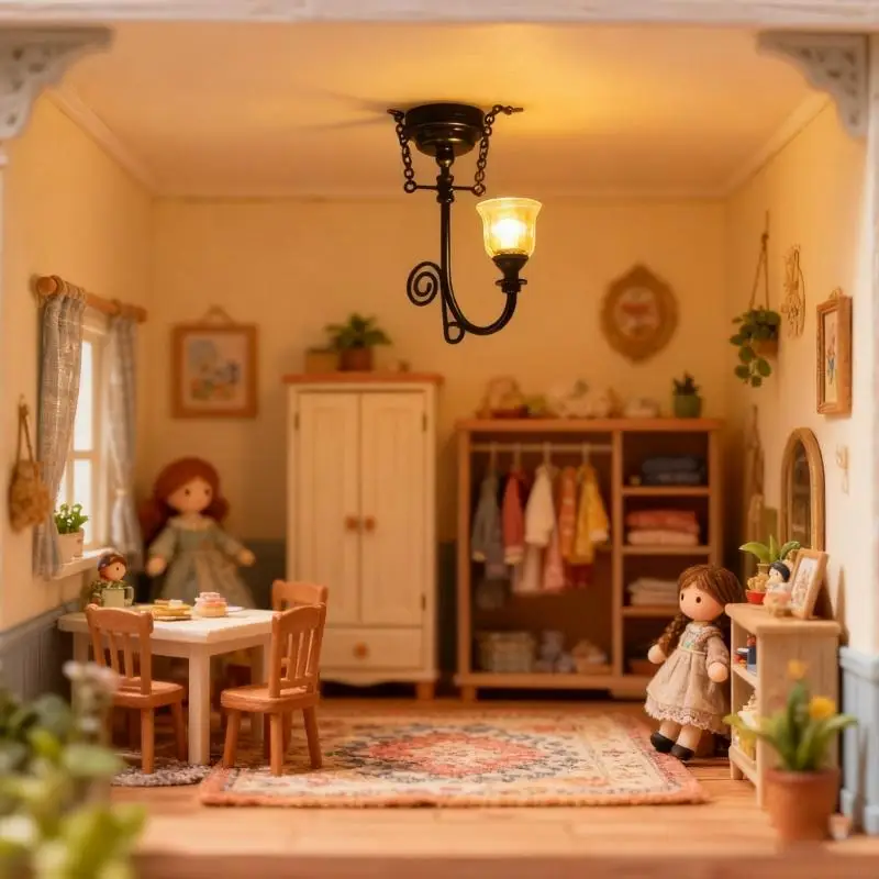 

1/12 Scale Dollhouses Chandelier Miniature Furniture Pretend Play for Kids Doll House Furniture Model for Dollhouses A2UB