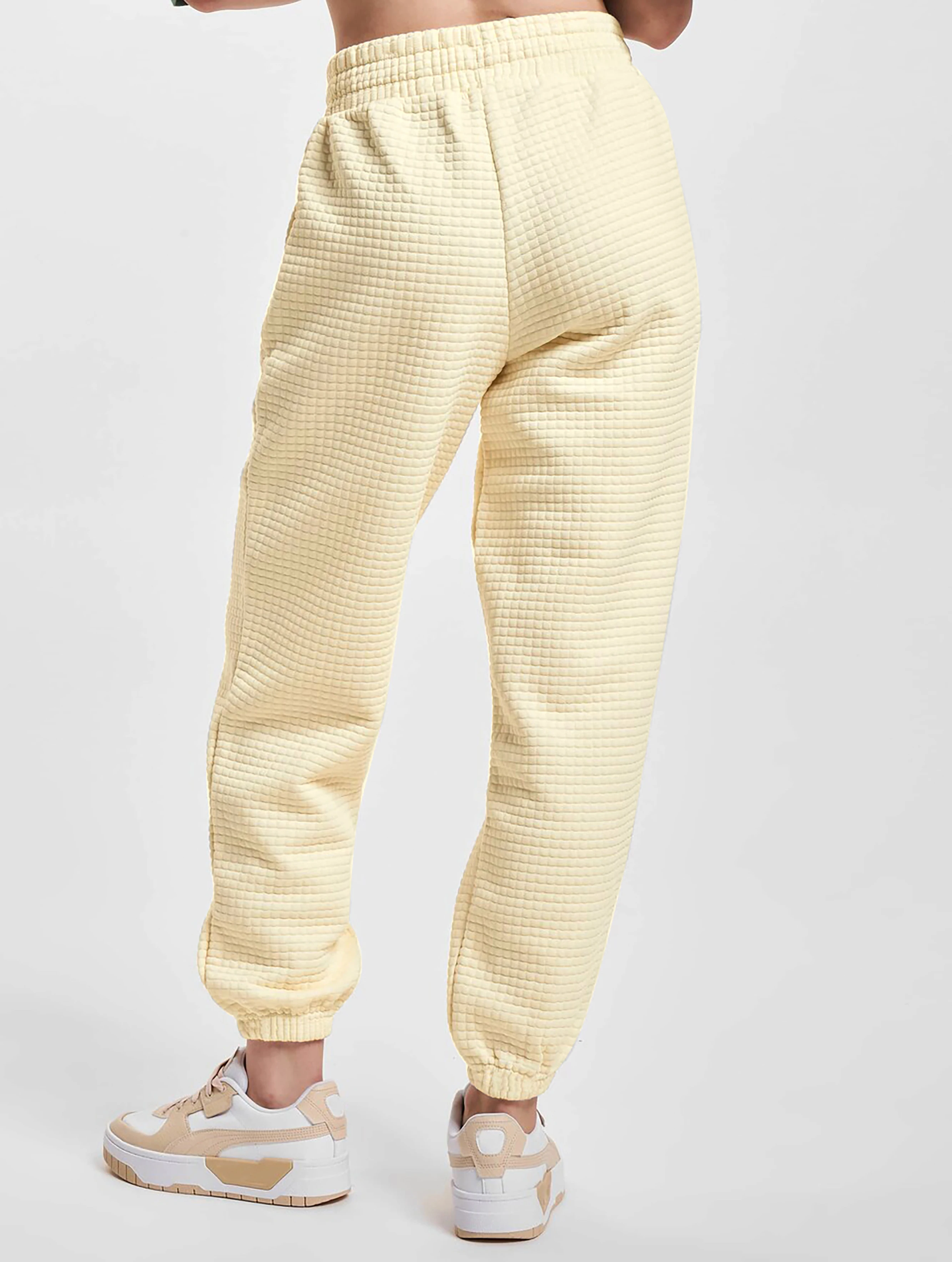 Celana joger ลายสก๊อตหรูหราสำหรับผู้หญิงพร้อมกระเป๋ากางเกงผ้าถักแบบลำลองพร้อมเอวยางยืดสำหรับฤดูใบไม้ร่วง/ฤดูหนาว