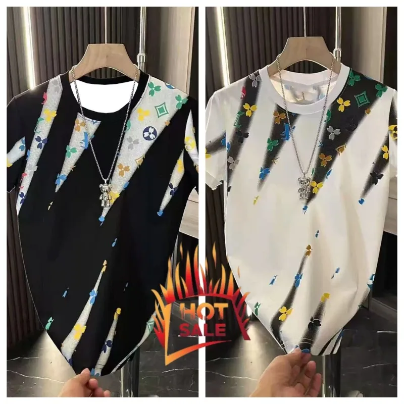

2025 New Men's Luxury Brand Quick-drying T-shirt Comfortable Sports and Leisure Breathable Sweat-absorbing Luxury Short Sleeves