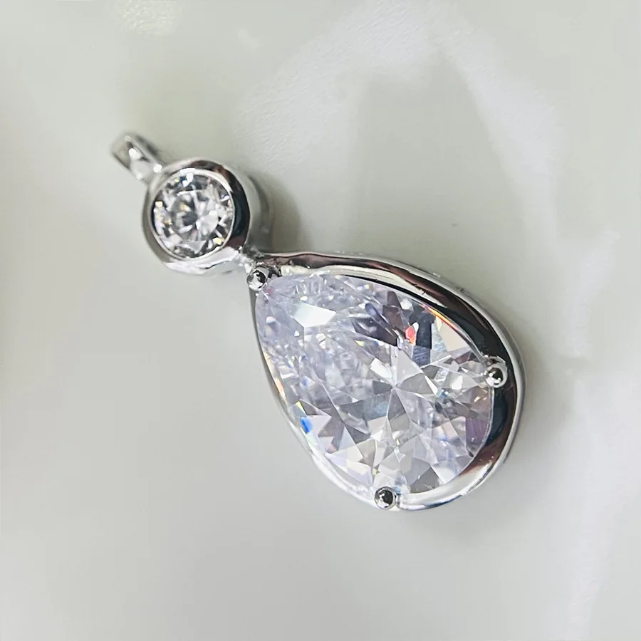 

Buyee 925 Sterling Silver Female Stone Pendant Chain White Purple Crystal Necklace for Women Fashion Fine Jewelry Chain Gift