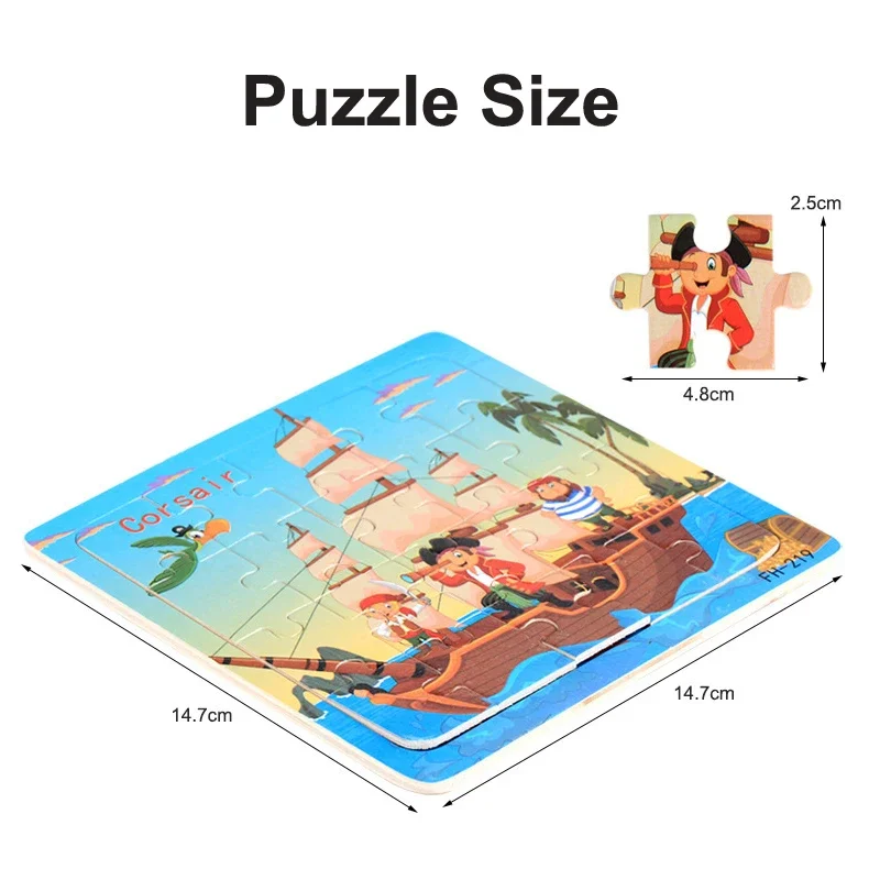 20 pz bambini puzzle intellettuale in legno animali del fumetto veicolo puzzle in legno primi giocattoli educativi Montessori per i bambini