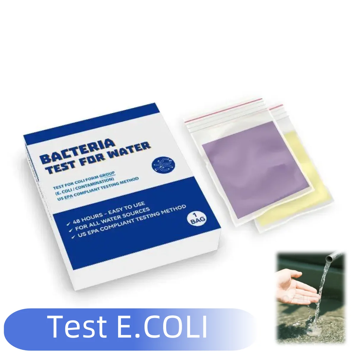 

1 Test Individual Water Bacteria Test Kit E Coli and Coliform Drinking Water Test Paper