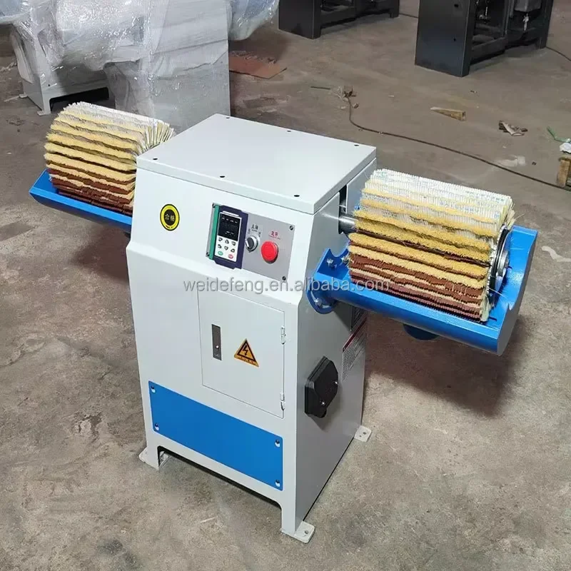 Horizontal 2 Head Rollers Manual Small Woodworking Sanding Machine Wood Door Cabinet Edge Brush Scrub Polishing Drum Sander