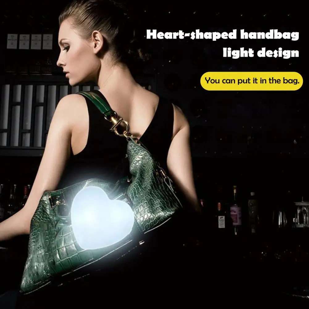 2Pcs Purse Lights Tote Bag Clip Lamps Bright Mini Keychain Lamp Battery Powered Heart Shape Bag Lights Handbag Purse Lamps