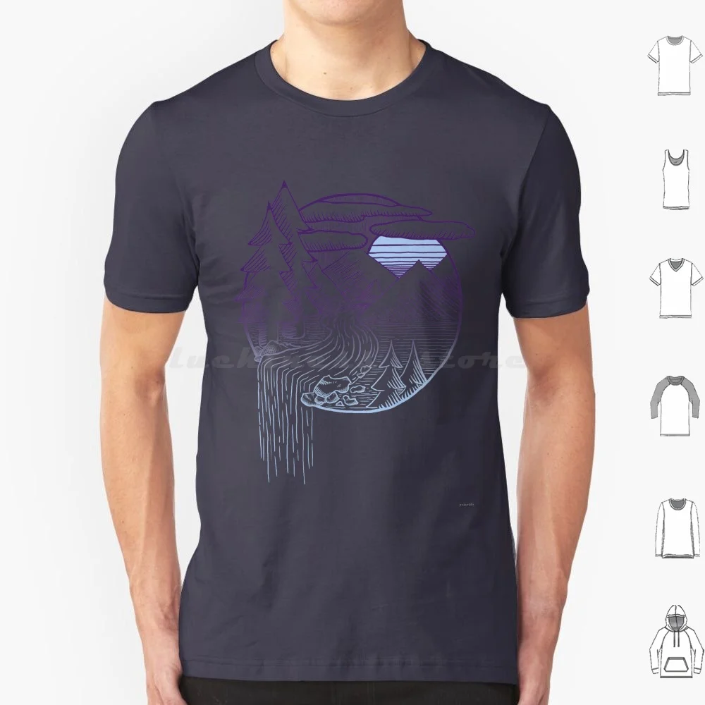 Camiseta Mountain Way talla grande 100% algodón Mountain Way púrpura azul Joe Walsh Jnolen85