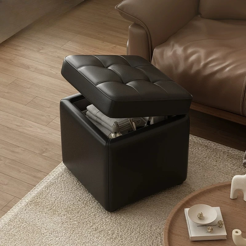 Light Luxury Storage Ottoman, Upgraded Thick Vanity Stool,Scratch Proof Water Resistant Shoe Bench, High Beauty Living Room Seat
